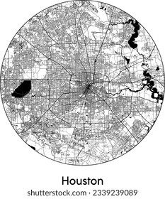 City Map Houston United States North America round Circle vector illustration