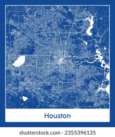 Mapa de la ciudad Houston Estados Unidos Norteamérica impresión azul Circle vector ilustración