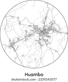 City Map Huambo Angola Africa round Circle vector illustration