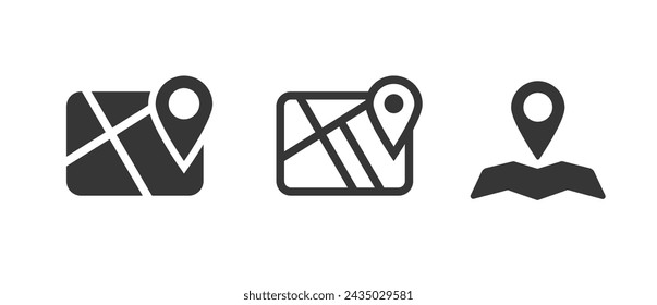 City map icon pin pointer vector pictogram simple minimal graphic illustration set, street road navigation web sign symbol line outline stroke art image clipart 