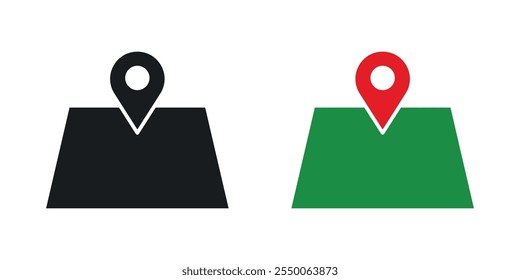 Icono del mapa de la ciudad establecido en versión negra y coloreada