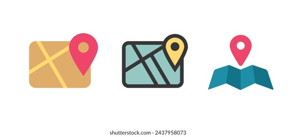Vector de icono de mapa de ciudad, puntero de pin de papel de carretera puntero gps puntero simple conjunto de ilustración gráfica mínima, símbolo web de la calle de navegación diseño moderno clip art
