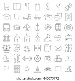 City map icons set. Indicate locations. Vector illustration line of collection of characters isolated on white background
