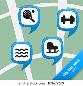 City map icons sport pointers