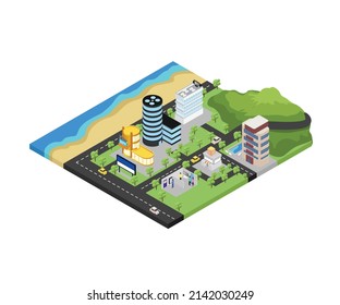 City map illustration in isometric style