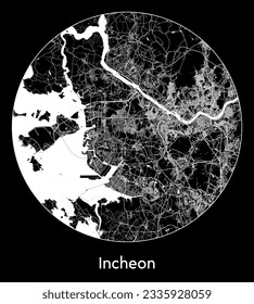 City Map Incheon South Korea Asia round Circle vector illustration