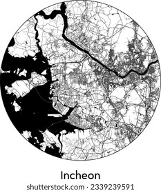 City Map Incheon South Korea Asia round Circle vector illustration