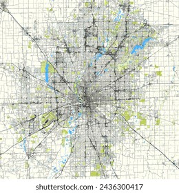 City map of Indianapolis, Indiana, USA