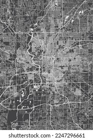 City map Indianapolis, monochrome detailed plan, vector illustration