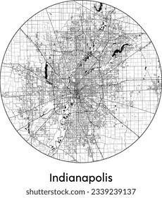 City Map Indianapolis United States North America round Circle vector illustration