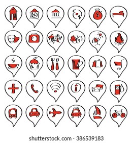 City map infographics .GPS navigation concept, vector illustration.Hand-drawn set.