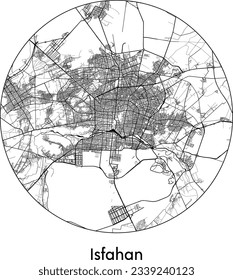 City Map Isfahan Iran Asia round Circle vector illustration