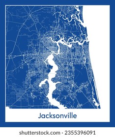 Mapa de la ciudad Jacksonville Estados Unidos Norteamérica impresión azul Circle vector ilustración