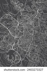 City map Jerusalem, monochrome detailed plan, vector illustration