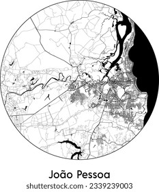 City Map Joao Pessoa Brazil South America round Circle vector illustration