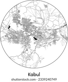 City Map Kabul Afghanistan Asia round Circle vector illustration