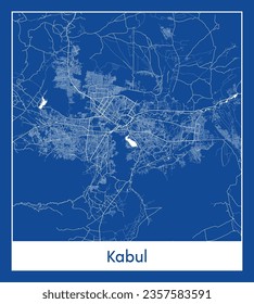 City Map Kabul Afghanistan Asia blue print round Circle vector illustration