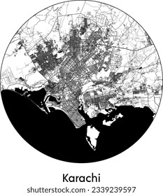 City Map Karachi Pakistan Asia round Circle vector illustration