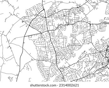 City map of Kingswinford in the United Kingdom with black roads isolated on a white background.