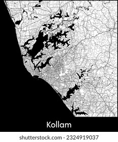 City Map Kollam India Asia vector illustration