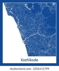 City Map Kozhikode India Asia blue print round Circle vector illustration