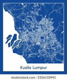 City Map Kuala Lumpur Malaysia Asia blue print round Circle vector illustration