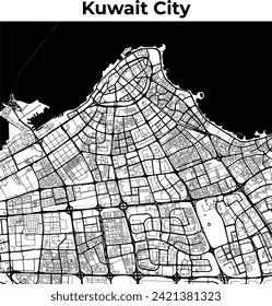 City Map of Kuwait City, Cartography Map, Street Layout Map