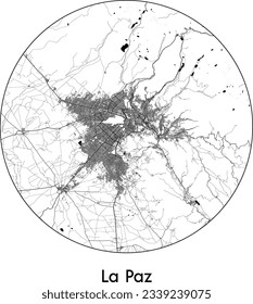 City Map La Paz Bolivia South America round Circle vector illustration