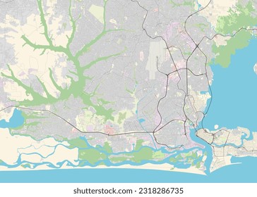 City map of Lagos Nigeria