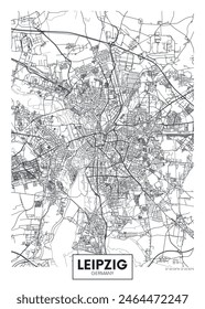 City map Leipzig, detailed urban planning travel vector poster design