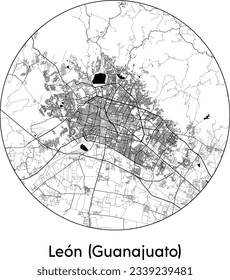 City Map Leon Guanajuato Mexico North America round Circle vector illustration