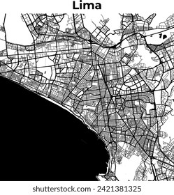 Stadtplan von Lima, Kartographische Karte, Straßenkarte