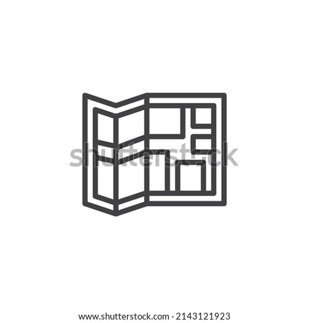 City map line icon. linear style sign for mobile concept and web design. Folded paper map outline vector icon. Symbol, logo illustration. Vector graphics