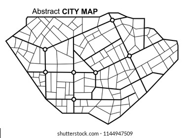 City Map. Line Scheme Of Roads. Town Streets On The Plan. Urban Environment, Architectural Background. Vector