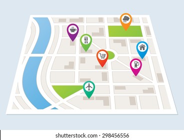 A City Map With Location Markers