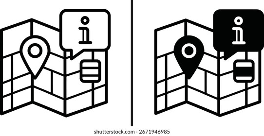 Mapa de la ciudad con pin de ubicación e información de diseño de icono de Vector de burbuja
