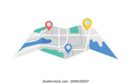 mapa de ciudad con pines de ubicación