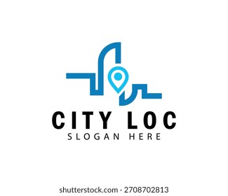 Stadtplan Logo kreative Skyline Gebäude Lage Design Konzept Linie
