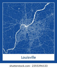 Mapa de la ciudad Louisville Estados Unidos Norteamérica Impresión azul redonda Círculo vectorial