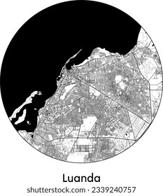 City Map Luanda Angola Africa round Circle vector illustration