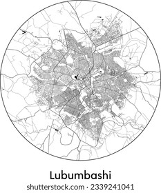 City Map Lubumbashi Democratic Republic of Congo Africa round Circle vector illustration