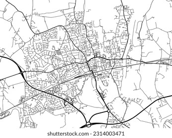 City map of Maidenhead in the United Kingdom with black roads isolated on a white background.