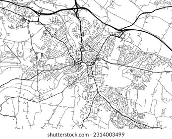 City map of Maidstone in the United Kingdom with black roads isolated on a white background.