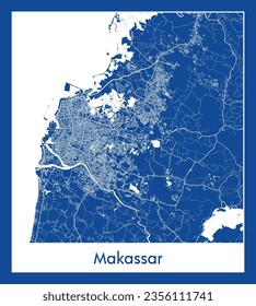 City Map Makassar Indonesia Asia blue print round Circle vector illustration