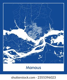 City Map Manaus Brazil South America blue print round Circle vector illustration