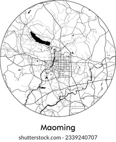 City Map Maoming China Asia round Circle vector illustration