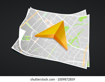 City map with marker pin. Abstract district city map design. Vector illustration.