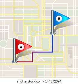 City Map With Markers, Vector Icon. Eps 10
