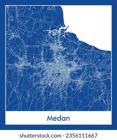 City Map Medan Indonesia Asia blue print round Circle vector illustration