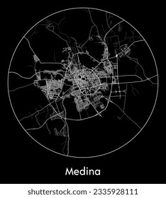 Stadtplan Medina Saudi Arabien Asien rund Circle Vektorgrafik